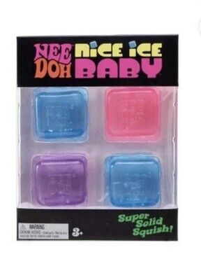 NeeDoh Nice Ice Baby 4 Four Pack Set Mini Nice Cube Pink Blue Purple Nee Doh